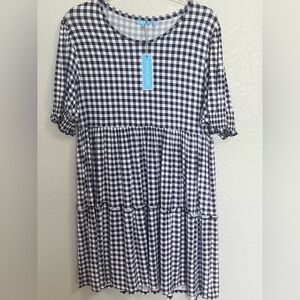 Draper James Navy and White Gingham Top